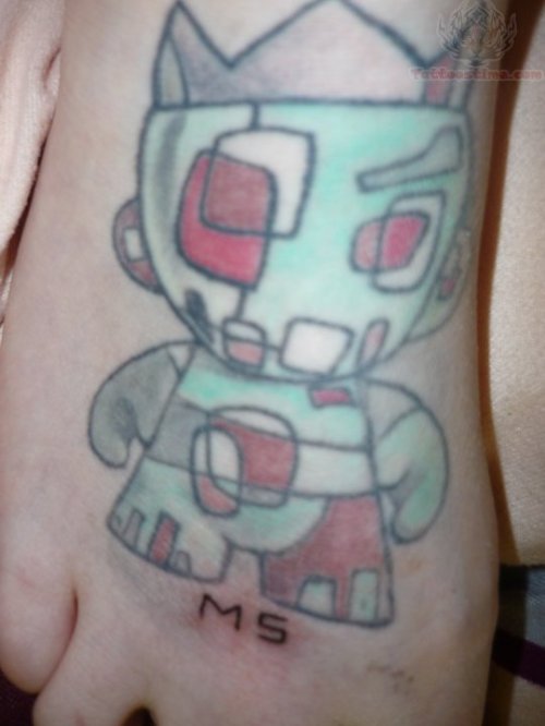 Linkin Park Robot Tattoo On Foot